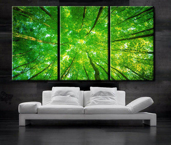 LARGE 30"x 60" 3 Panels Art Canvas Print Beautiful view Trees forest  Wall Home office interior design decor (Included framed 1.5" depth) - BoxColors