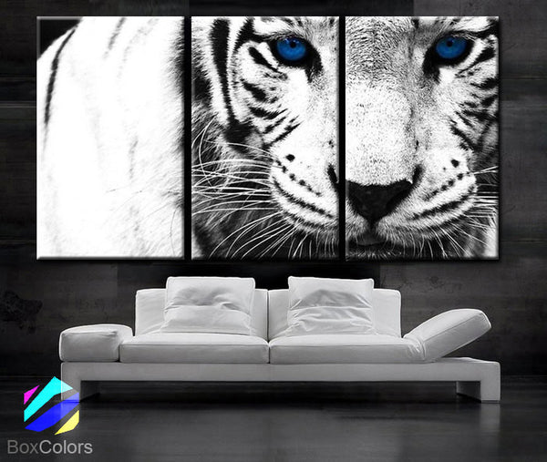 LARGE 30"x 60" 3 Panels Art Canvas Print beautiful Snow Leopard animal Feline Wall Home Decor interior (Included framed 1.5" depth) - BoxColors