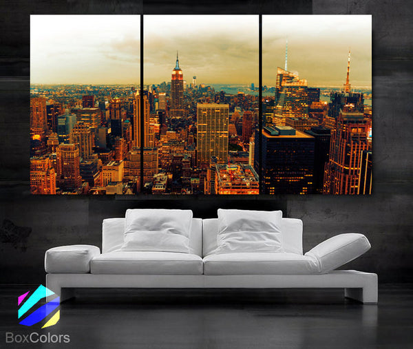 LARGE 30"x 60" 3 Panels Art Canvas Print Beautiful view Manhattan skyline New York City NY Wall Home - BoxColors