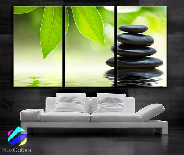 LARGE 30"x 60" 3 Panels Art Canvas Print Beautiful Stone Water  Relax Wall Home (Included framed 1.5" depth) - BoxColors