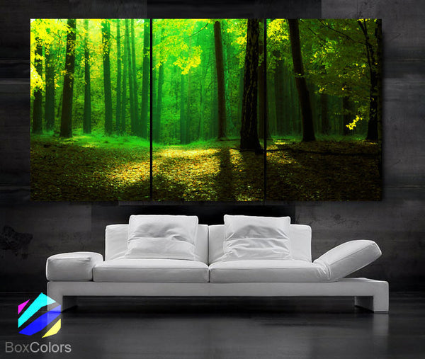 LARGE 30"x 60" 3 Panels Art Canvas Print beautiful Trees forest Green Yellow Yellow Wall Home - BoxColors