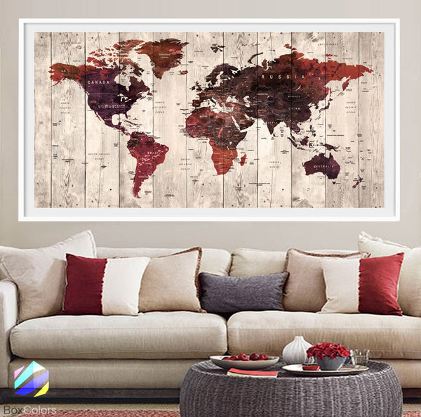XL Poster Push Pin World Map travel art Print Photo Paper watercolor wood Wall Decor Home (frame is not included) (P21) FREE Shipping USA!!! - BoxColors