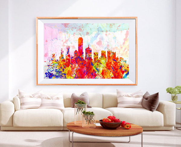 XL Poster Dallas tx City Skyline Art Abstract Print Photo Paper Watercolor paint Wall Decor Home (frame is not included) FREE Shipping USA ! - BoxColors