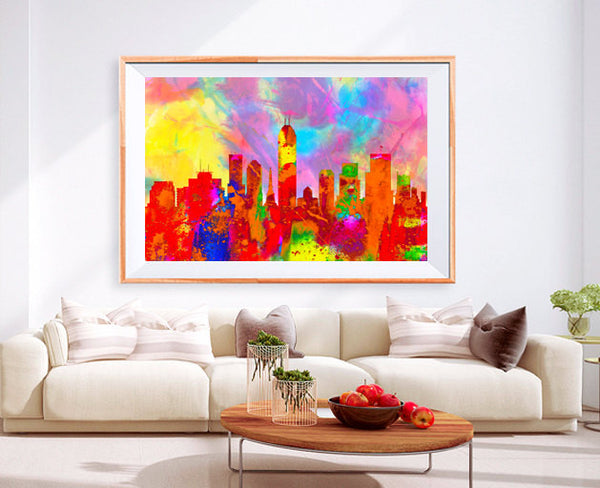 XL Poster Indianapolis City Skyline Art Abstract Print Photo Paper Watercolor Wall Decor Home (frame is not included) FREE Shipping USA !!! - BoxColors