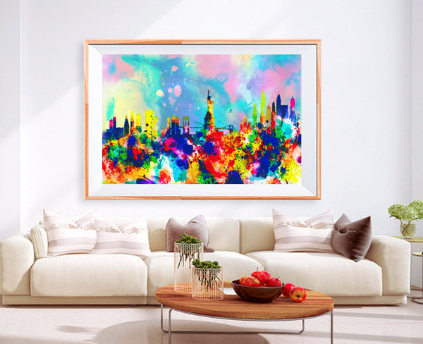 XL Poster New York Ny City Skyline Art Abstract Print Photo Paper Watercolor Wall Decor Home (frame is not included) FREE Shipping USA !!! - BoxColors