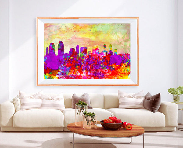XL Poster San Diego ca City Skyline Art Abstract Print Photo Paper Watercolor Wall Decor Home (frame is not included) FREE Shipping USA !!! - BoxColors