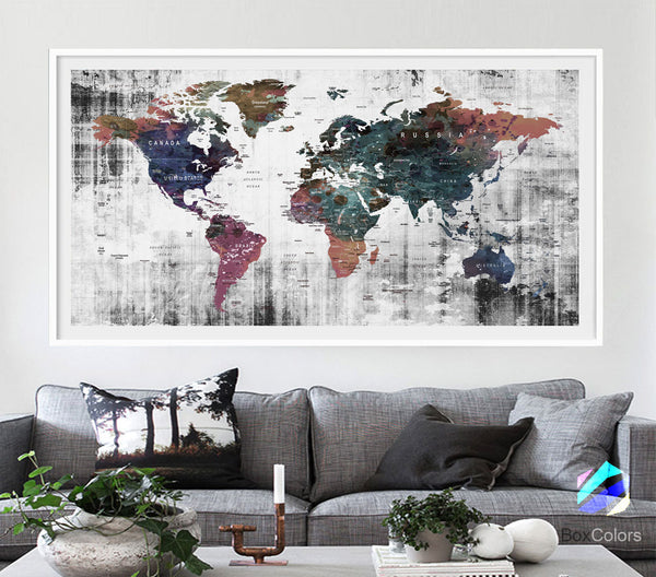 XL Poster Push Pin World Map travel Art Print Photo Paper watercolor green Wall Decor Home (frame is not included) (P08) FREE Shipping USA!! - BoxColors