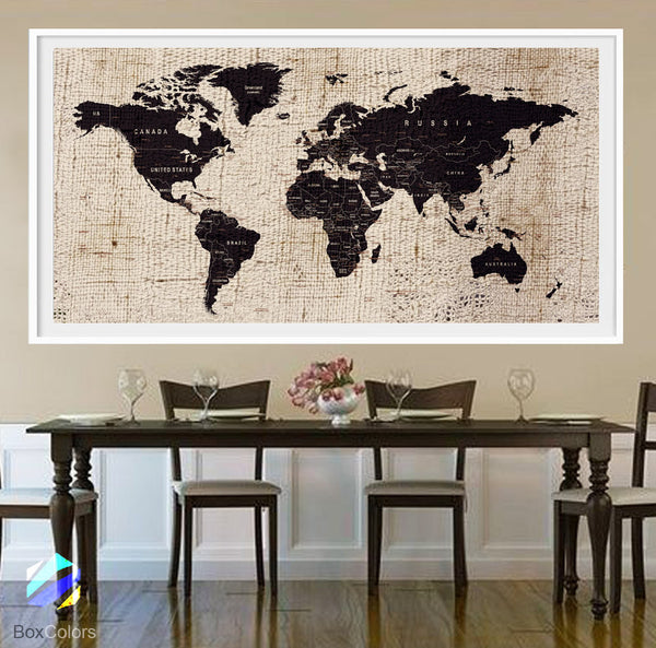 XL Poster Push Pin World Map travel Art Print Photo Paper texture canvas Wall Decor Home  (frame is not included) (P30) FREE Shipping USA! - BoxColors
