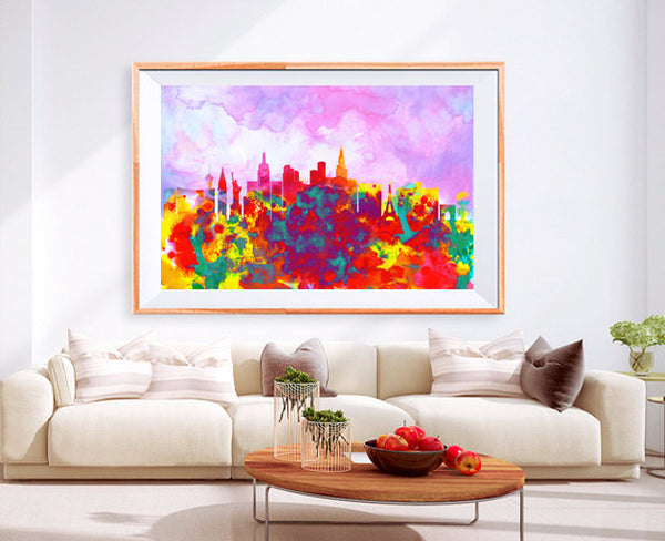 XL Poster Las Vegas City Skyline Art Abstract Print Photo Paper Watercolor Wall Decor Home (frame is not included) FREE Shipping USA !!! - BoxColors