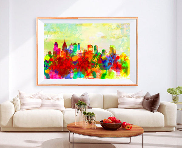 XL Poster Philadelphia City Skyline Art Abstract Print Photo Paper Watercolor Wall Decor Home (frame is not included) FREE Shipping USA !!! - BoxColors