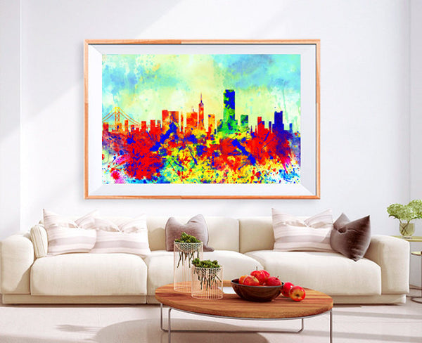 XL Poster San Francisco City Skyline Art Abstract Print Photo Paper Watercolor Wall Decor Home (frame is not included) FREE Shipping USA !!! - BoxColors