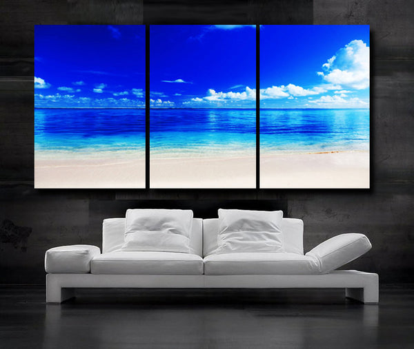 LARGE 30"x 60" 3 Panels Art Canvas Print Sea Beach Wall decorative home - BoxColors