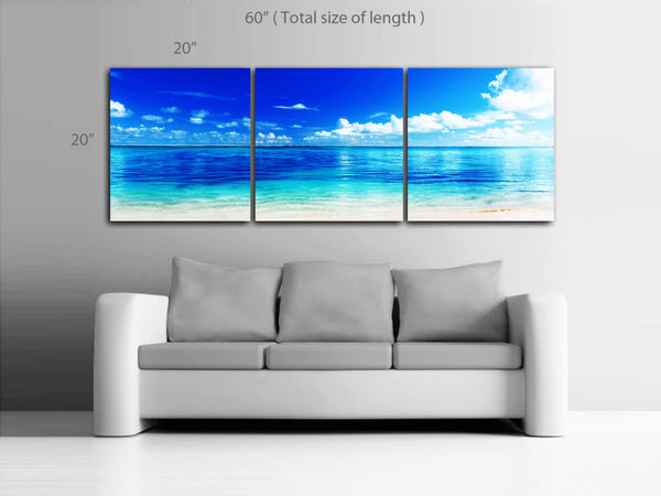 LARGE 20"x 60" 3 panels Art Canvas Print Beach ocean Wall decor - BoxColors