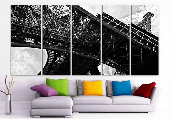 XLARGE 30"x 70" 5 Panels Art Canvas Print beautiful Eiffel Tower France Paris Wall Home Decor interior (Included framed 1.5" depth) - BoxColors