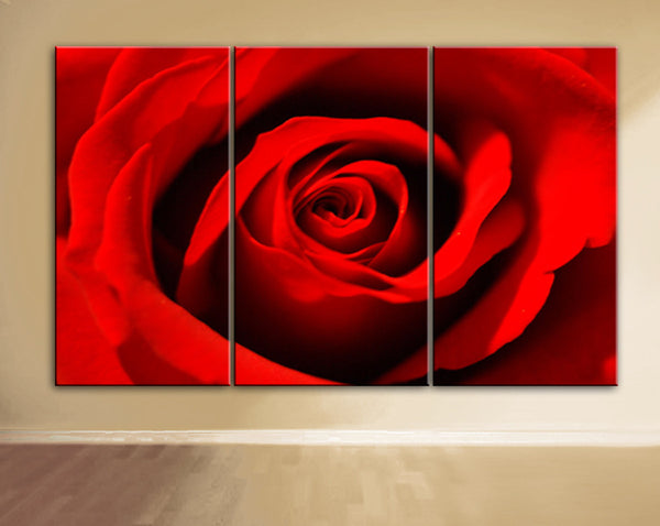 LARGE 30x60 3 Panels framed 1.5" depth Art Canvas Print  Red Rose love Flower Floral Nature Wall home office decor interior - BoxColors