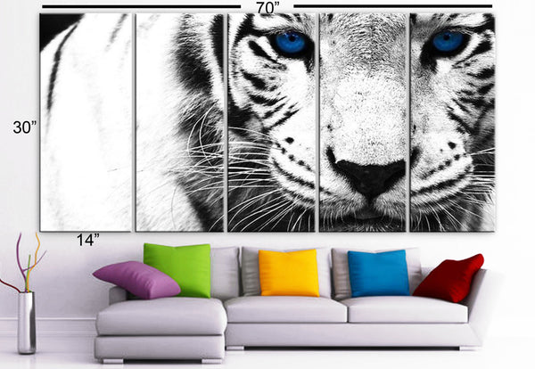 XLARGE 30"x 70" 5 Panels Art Canvas Print beautiful Snow Leopard animal Feline Wall Home Decor interior (Included framed 1.5" depth) - BoxColors