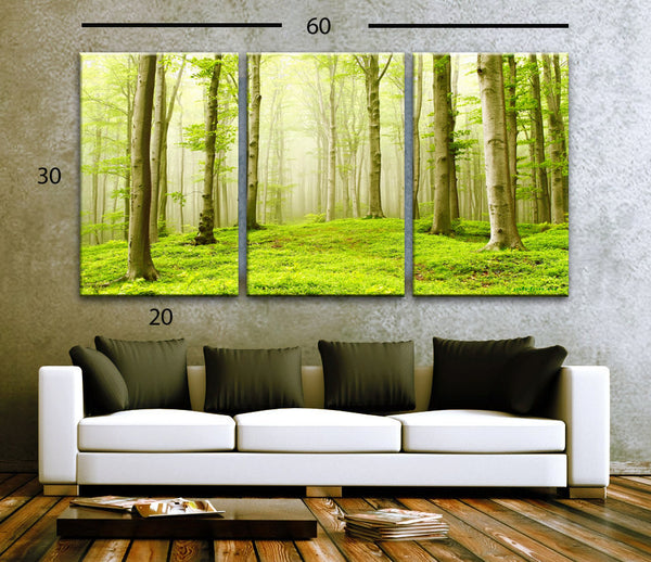 LARGE 30"x 60" 3 Panels Art Canvas Print Beautiful Nature Forest Scenery Trees Wall decor interior Home (Included framed 1.5" depth) - BoxColors