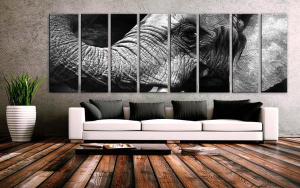 XXLARGE 30"x 96" 8 Panels Art Canvas Print beautiful Elephant Wall Home Office Decor interior (Included framed 1.5" depth) - BoxColors