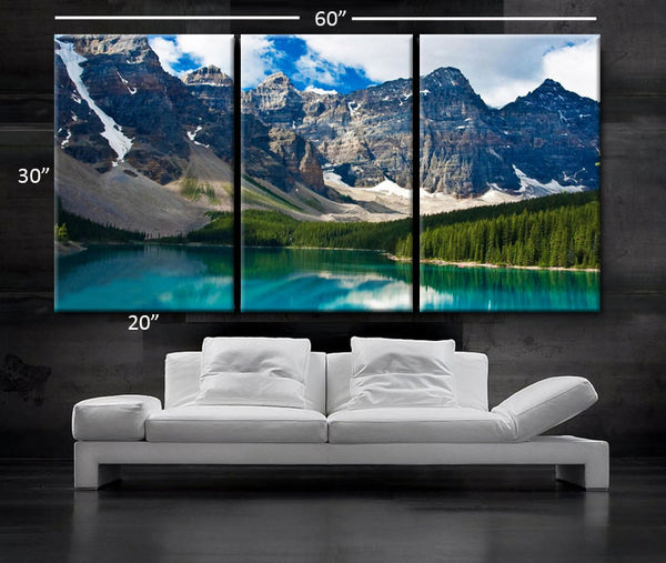 LARGE 30"x 60" 3 Panels Art Canvas Print beautiful Rocky Mountain Nature Wall Home decor interior (Included framed 1.5" depth) - BoxColors