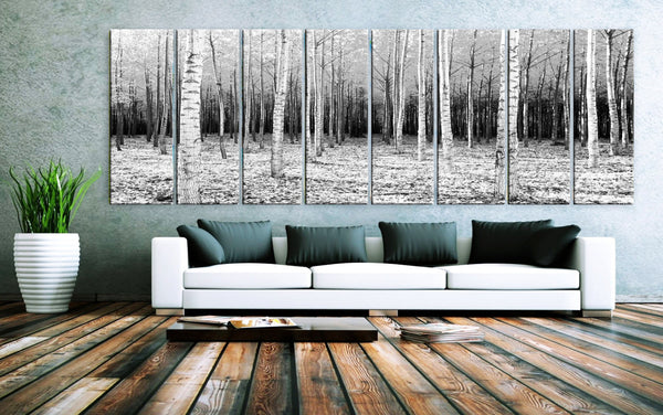 XXLARGE 30"x 96" 8 Panels Art Canvas Print beautiful Trees Forest Landscapes Nature option Black & White Wall Home decor (framed 1.5" depth) - BoxColors