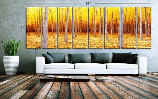 XXLARGE 30"x 96" 8 Panels Art Canvas Print beautiful Trees Forest Landscapes Nature option Black & White Wall Home decor (framed 1.5" depth) - BoxColors