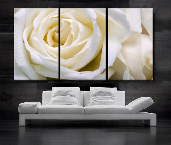 Art Canvas Print White Rose love Flower Floral Nature Wall home office decor interior - BoxColors