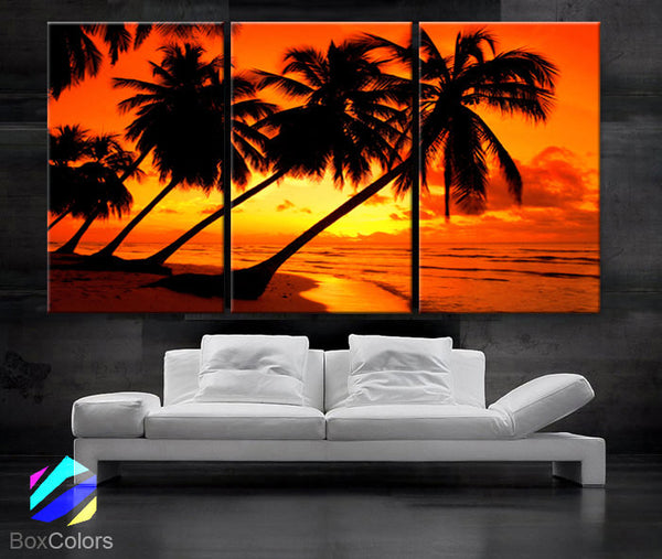 LARGE 30"x 60" 3 Panels Art Canvas Print Sea Beach Palms Wall decorative home interior decor - BoxColors