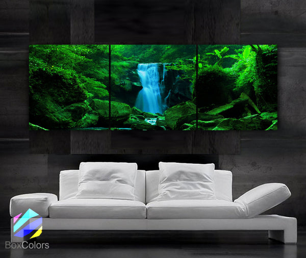 LARGE 20"x 60" 3 panels Art Canvas Print  Waterfall Cascade trees Wall decor - BoxColors